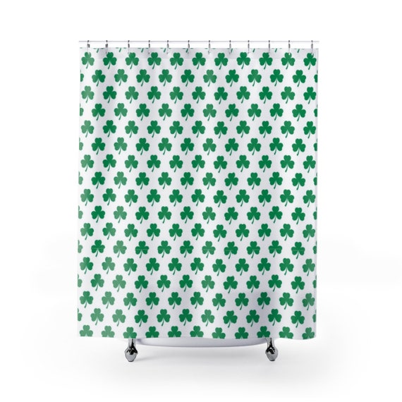 Shamrock Shower Curtains Green Irish Shower Curtain Irish Etsy