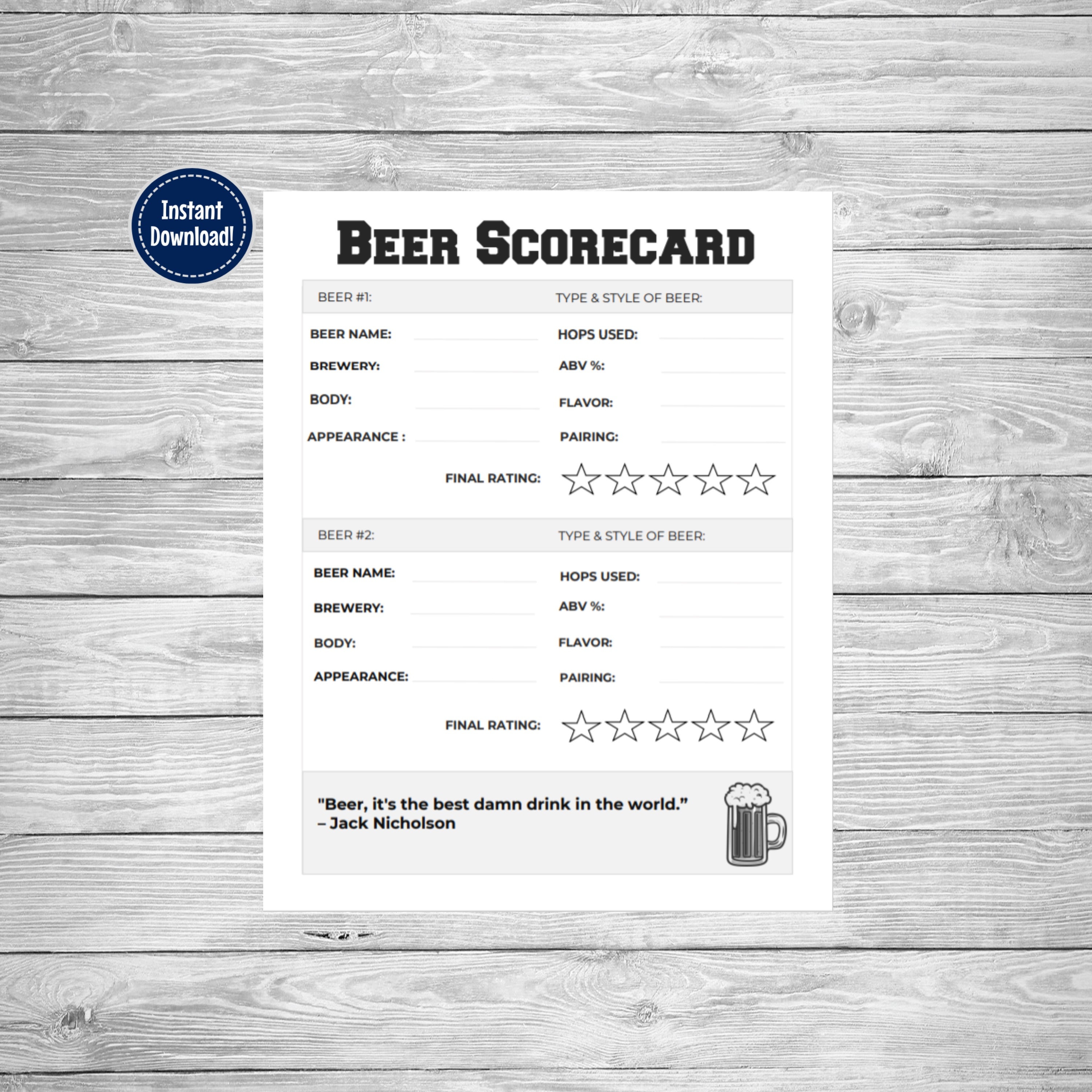 Beer scorecard - Etsy.de