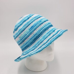 Cotton Sun Hat -  Stripey Crochet Hat