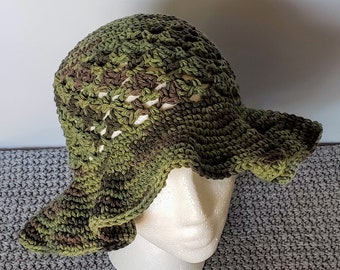 Cotton Sun Hat - Crochet Summer Hat, Floppy Brim hat