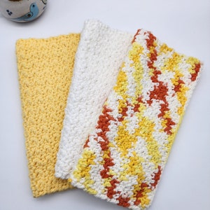 Cotton Crochet Dishcloths,  Set of 3 - 9 inch