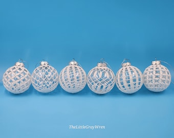 Crochet Ball Decorations – Set of 6 Lace Ball Ornaments – Christmas Baubles