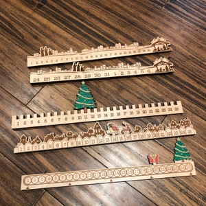 Wooden Countdown Advent Calendar | Christmas Tree | Nativity Manger Wise Man | Epiphany Nativity | Conveyor Belt | Countdown Holiday Decor