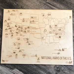 National Parks of the US Map, 63 Parks