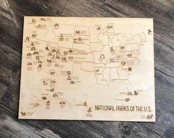 National Parks of the US Map, 63 Parks