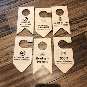 Work from Home Door Hanger Signs | Do Not Disturb | Video Call in Progress | Quiet Please | Zoom Meeting