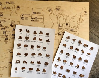 National Parks US Wooden Map, Visited Parks Tracker, Wall Decor (18"x24")