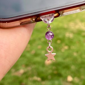 Accesorio para teléfono USB tipo C kawaii con amatista para tapón antipolvo