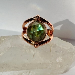 Labradorite Copper Ring – Boho Statement Ring