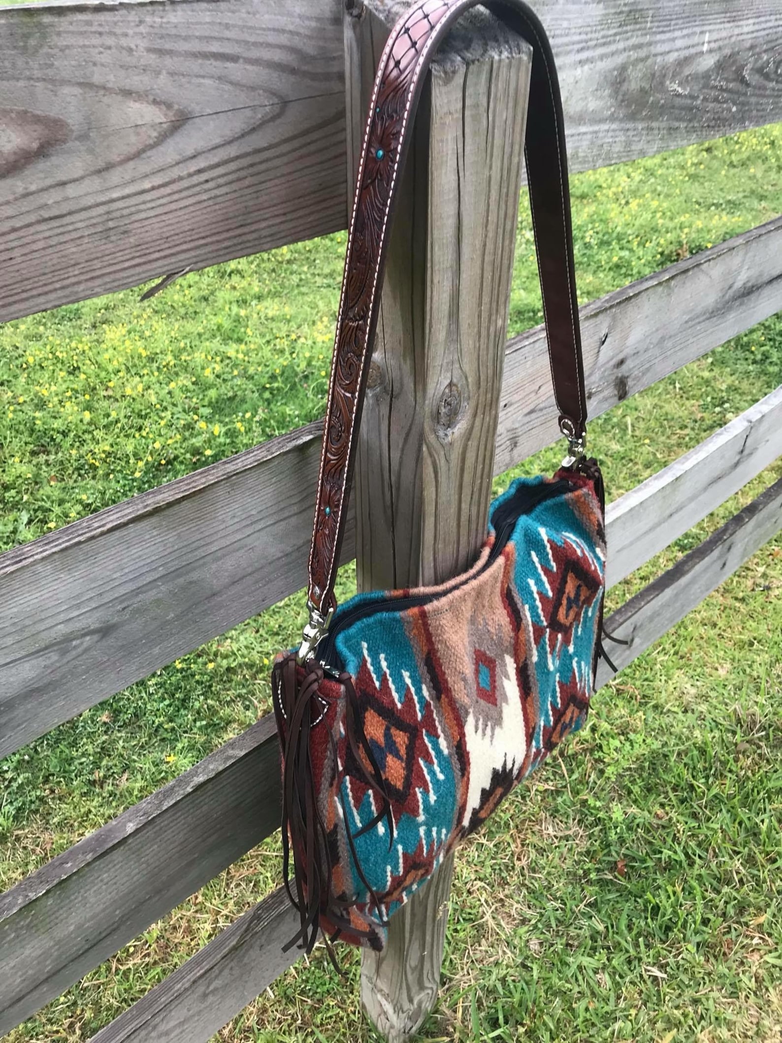 Saddle Blanket Purse with Custom Leather Strap and Fringe Etsy