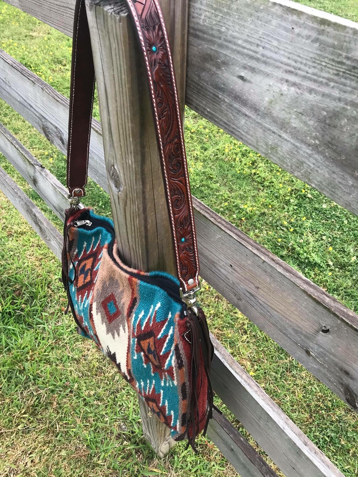 Saddle Blanket Purse With Custom Leather Strap and Fringe Etsy