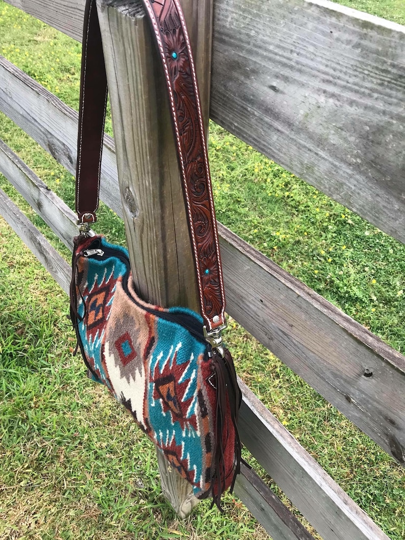 Saddle Blanket Purse with Custom Leather Strap and Fringe Etsy
