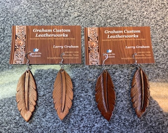 Leather Feather Earrings