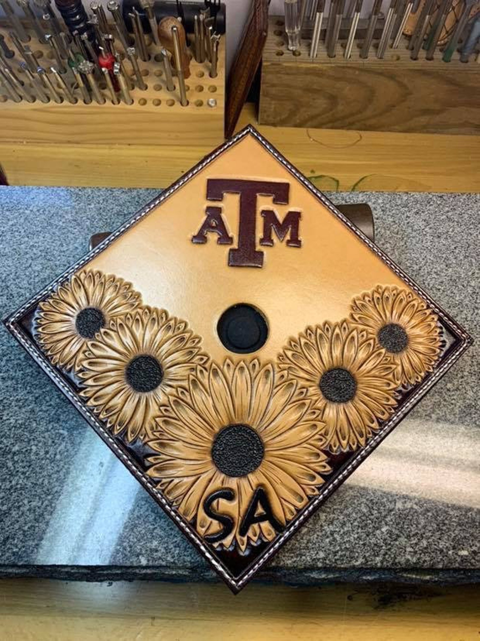 Sunflower Leather Grad Cap Diy Graduation Cap Graduat - vrogue.co