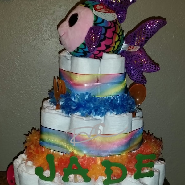 Flippy The Fish Diaper Cake w/ Custom Name