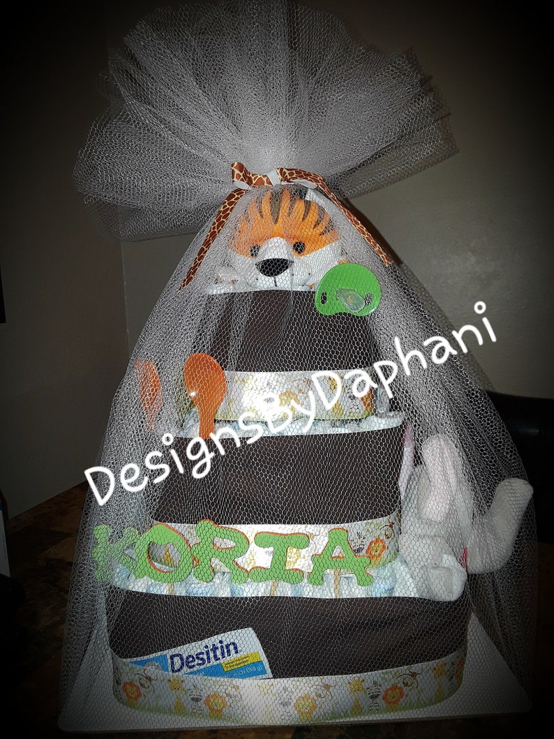 Zoo Animals Diaper Cake, Jungle Diaper Cake, Lion Diaper Cake, Giraffe