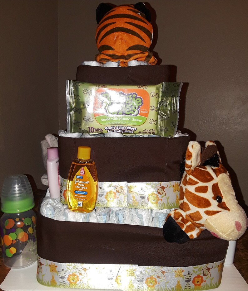 Zoo Animals Diaper Cake, Jungle Diaper Cake, Lion Diaper Cake, Giraffe