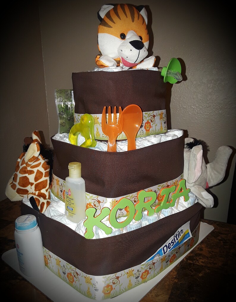 Zoo Animals Diaper Cake, Jungle Diaper Cake, Lion Diaper Cake, Giraffe