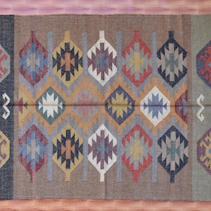 4x6 Jute Kilim Handmade Rug, Aztec Navajo Rug, Living Room Rug, Outdoor Rug, Kitchen Rug, Bedroom Rug, Flat Weave rug
