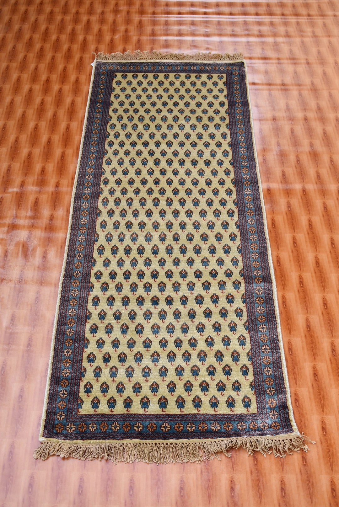 Afghan Hand Knotted Rug, 2.6x6 Silk Gold Runner Rug, 80x180 Cm Morden ...