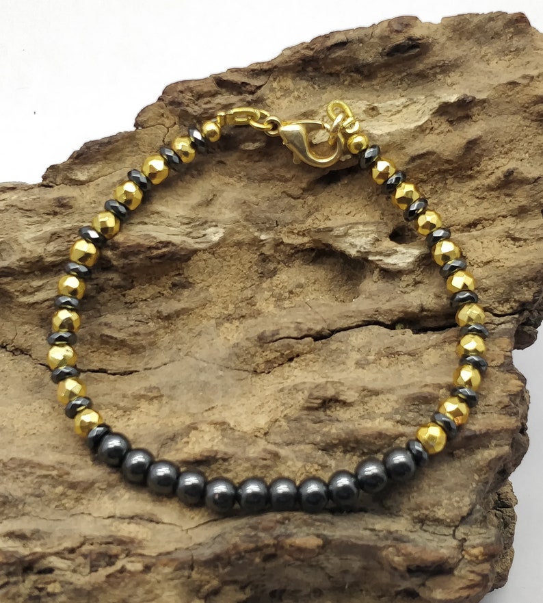 Top Handmade Quality Bracelet Hemetite,Gold Pyrite 4-4.5 mm 18 cm bracelet gift for wife girlfriend code-CD30 mother AAA++