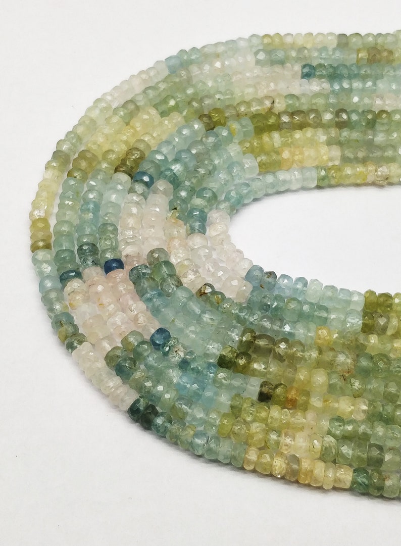 5 Strand Wholesale 100/% Natural Aquamarine 5-6 mm Rondelle /& Faceted With 14.5 inch Long.AP47