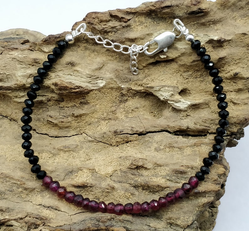girlfriend code-CD94 Quality Black Spinel /& Garnet 3-4 mm 18 cm bracelet gift for wife Handmade Bracelet Natural AAA++ mother