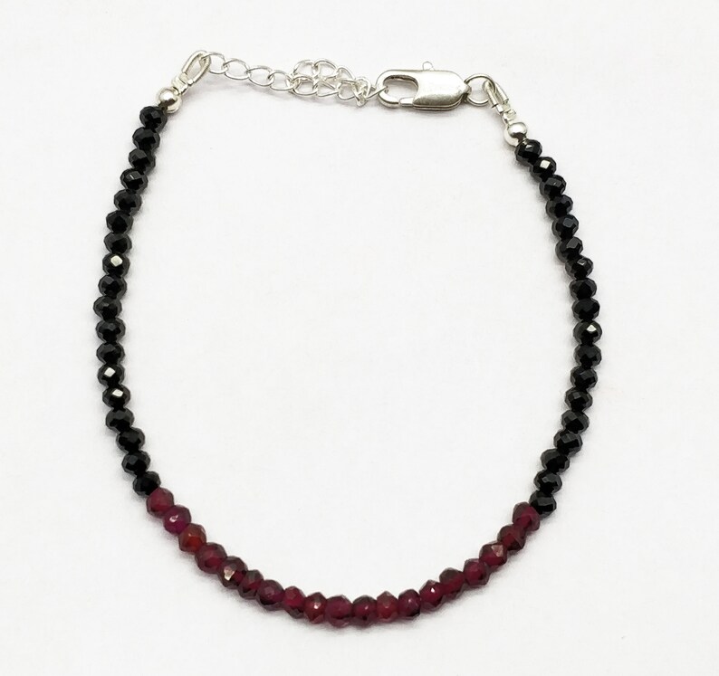 girlfriend code-CD94 Quality Black Spinel /& Garnet 3-4 mm 18 cm bracelet gift for wife Handmade Bracelet Natural AAA++ mother