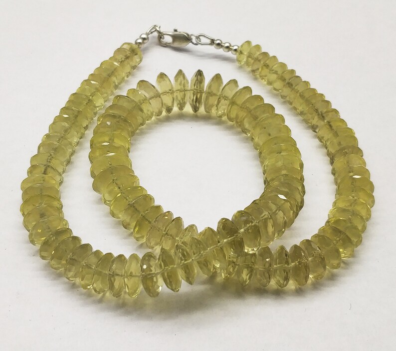 German Cut /& Faceted in 18 long Super Sale offer Lemon Quartz 1 Strand 8-12.5mm BP05