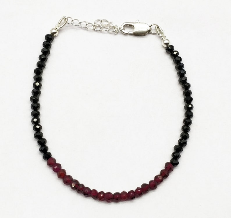 girlfriend code-CD94 Quality Black Spinel /& Garnet 3-4 mm 18 cm bracelet gift for wife Handmade Bracelet Natural AAA++ mother