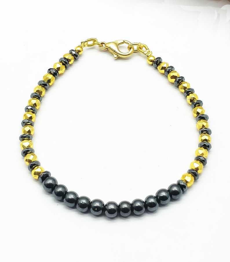 Top Handmade Quality Bracelet Hemetite,Gold Pyrite 4-4.5 mm 18 cm bracelet gift for wife girlfriend code-CD30 mother AAA++
