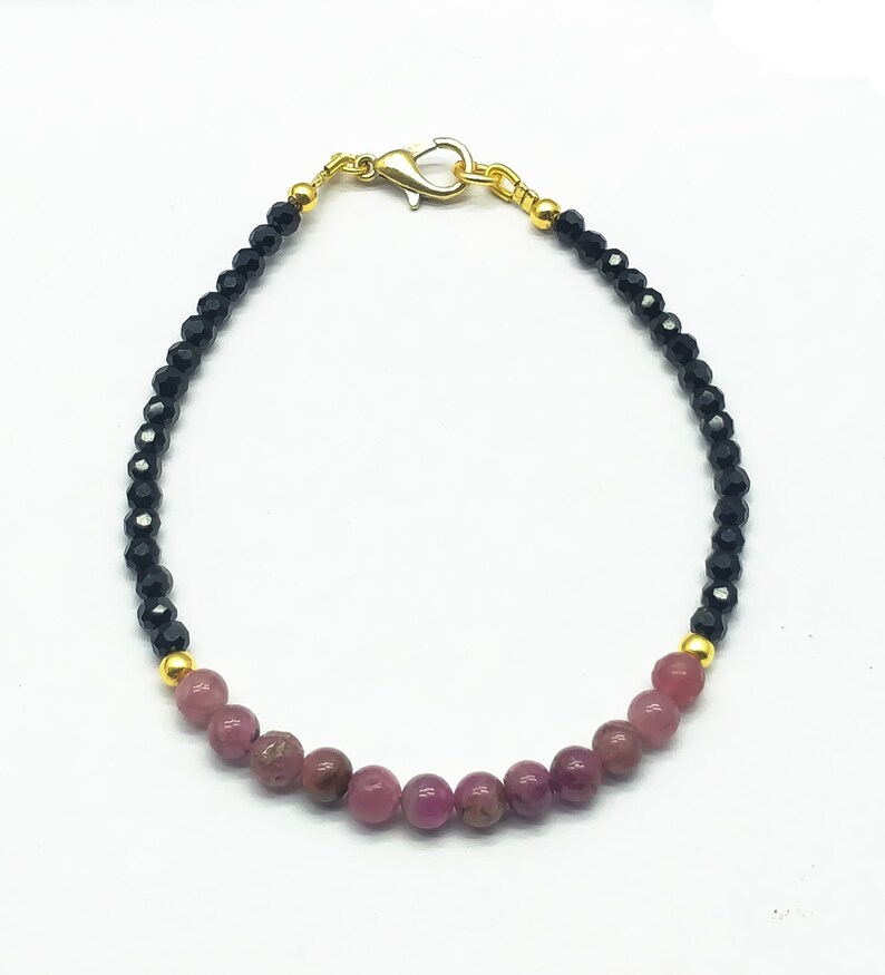 mother Pink Tourmaline 3-4 mm 18 cm bracelet gift for wife girlfriend code-CD181 Sell By Handmade Bracelet Black Spinel