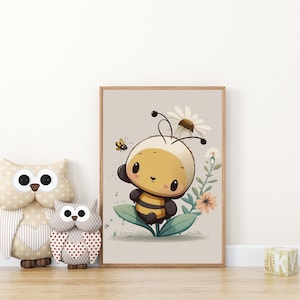 PRINTABLE Bee Art- Soft Colors Neutral Nursery Art-Baby Bumblebee-Minimalist Kids-Cute Unique Bee Printable-Classic Nursery DIGITAL DOWNLOAD