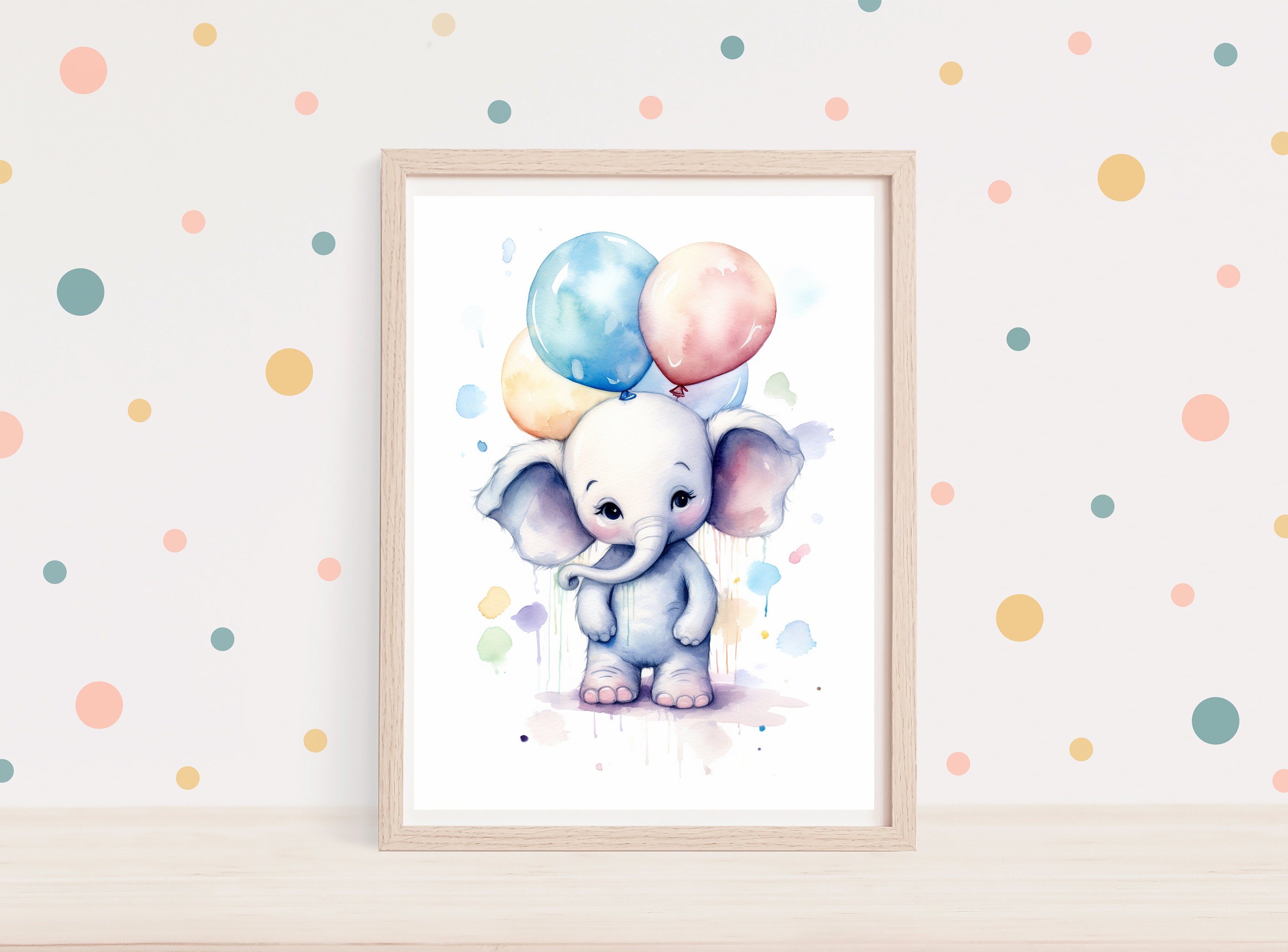 PRINTABLE Elephant Nursery Wall Decor Pastel Nursery Art Colorful Kids ...
