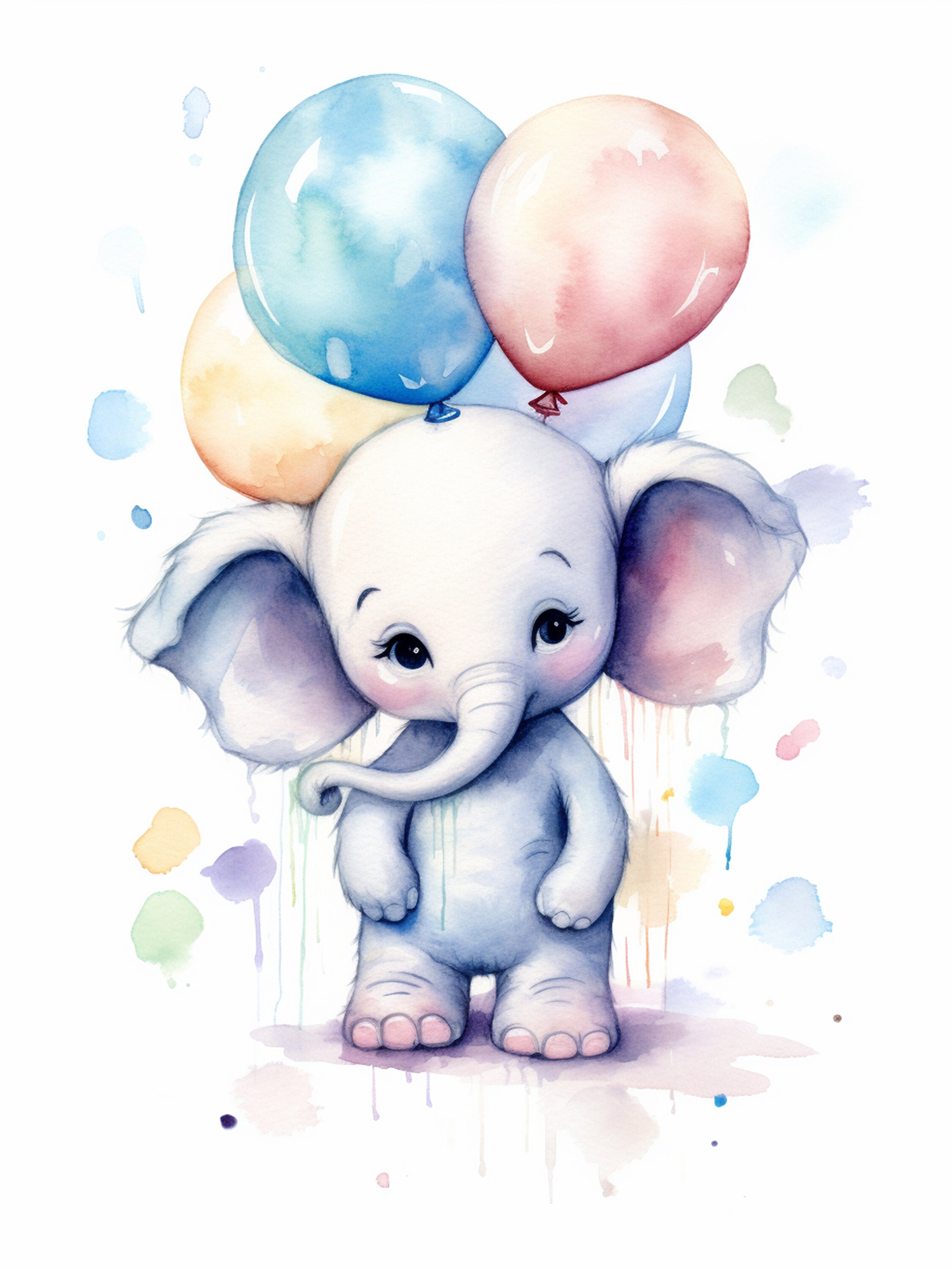 PRINTABLE Elephant Nursery Wall Decor Pastel Nursery Art Colorful Kids ...