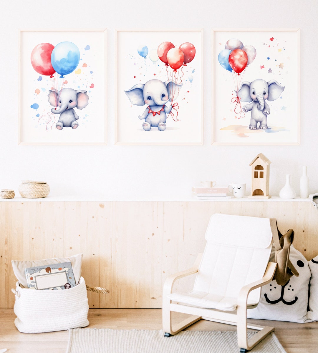 PRINTABLE Set of 3 Nursery Elephant Art- Watercolor Prints- Nursery ...