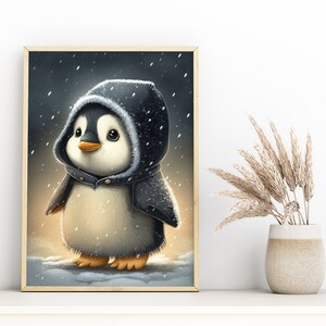 Cute Baby Penguin Printable Nursery Decor, Unique Gift for Friend, Winter Wall Art, Seasonal Decor, DIGITAL DOWNLOAD
