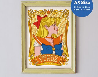 A5 Art Print 'Venus Nouveau' - Anime, Manga, Psychedelic, Retro, 60s, 70s, Bishoujo, Sailor, Scout, Moon