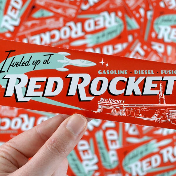 Vinyl Sticker 'I fueled up at Red Rocket' 15cm x 5cm - Fallout 4, Dogmeat, Gaming, Sole Survivor, Bumper Sticker, Travel, Decal, Fun, Retro