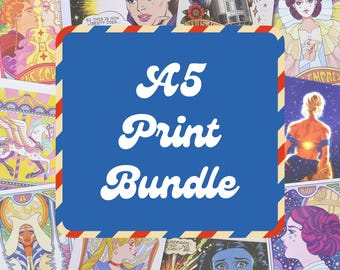 A5 Print Bundle - Choose Your Designs, Set of 2, 3, 4 or 5 Prints, 148mm x 210mm, Art, Gift, Illustration, Home Decor, Gallery Wall