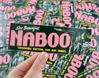 Vinyl Sticker, &#39;See Beautiful Naboo&#39; 15cm x 5cm - Star Wars, Bumper Sticker, The Phantom Menace, Padme Amidala, Travel, Decal, Gift, Retro