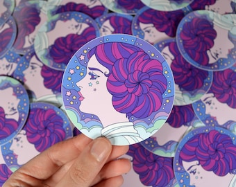 Vinyl Sticker &#39;The Moon&#39; 8cm - Star Wars, A New Hope, Leia Organa, 60s, 70s, Retro, Psychedelic, Space, Fun, Sticker, Gift, Carrie Fisher