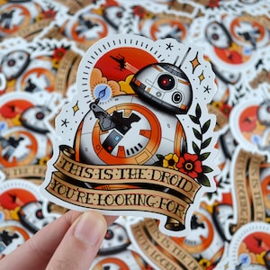 Vinylsticker 'BB8' 10 cm - Star Wars, BB8, Tattoo Flash, Old School, The Force Awakens, Poe Dameron, Rey, Traditional, Droid, Astromech