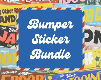 Bumper Sticker Bundle - Choose Your Designs, Set of 2, 3, 4 or 5 Stickers, 15cm x 5cm, Vinyl Decal, Fun, Retro
