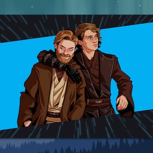 A5 Kunstdruck 'Das Team' - Star Wars, Anakin Skywalker, Obi-Wan Kenobi, The Clone Wars, Jedi, Illustration, Prequels, Geschenk