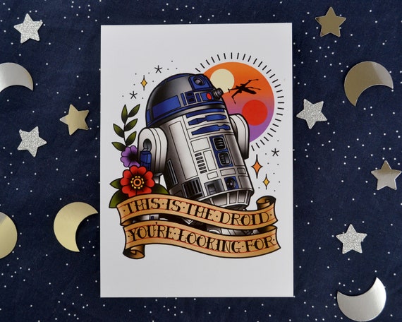Original Vintage Star Wars Lobby Card mit Luke Skywalker, R2D2