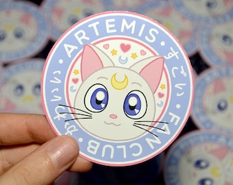 Vinyl Sticker, 'Artemis Fan Club' 8cm - Sailor Moon, Sailor Venus, Kawaii, Sugoi, Hiragana, Decal, Cat, Anime, Fun, Sticker, Gift