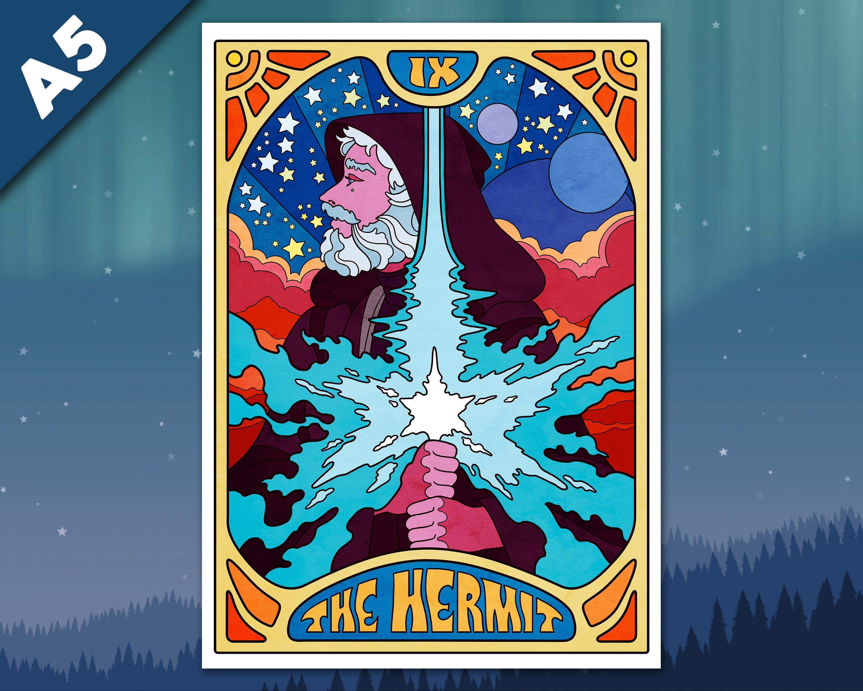A5 Art Print 'The Hermit' - Star Wars, Obi-Wan Kenobi, Tarot,…