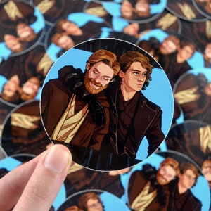 Vinylsticker 'The Team' 8 cm - Star Wars, Obi-Wan Kenobi, Anakin Skywalker, The Clone Wars, 4 mei, Jedi, illustratie, prequels, cadeau
