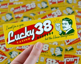 Vinyl Sticker 'Lucky 38' 15cm x 5cm - Fallout, Vegas, New, Gaming, Casino, House, Courier, Bumper Sticker, Travel, Decal, Fun, Retro